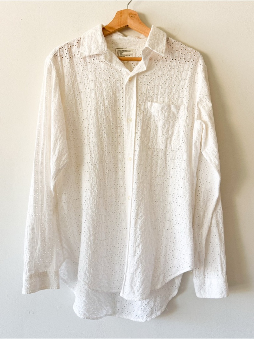 Current/Elliott White Eyelet Button-Down 100% Cotton Shirt Size 2